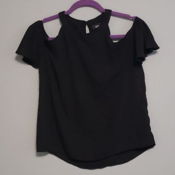 Mossimo Black Cold Shoulder Blouse - Picture 1 of 3